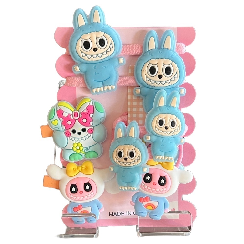 4/$15 Bundle Monster and Friends Girls Hair Ties 6 Hair Ties 2 Hair Clips